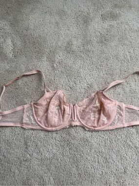 Sheer Lace Underwire Bra - Blush Pink